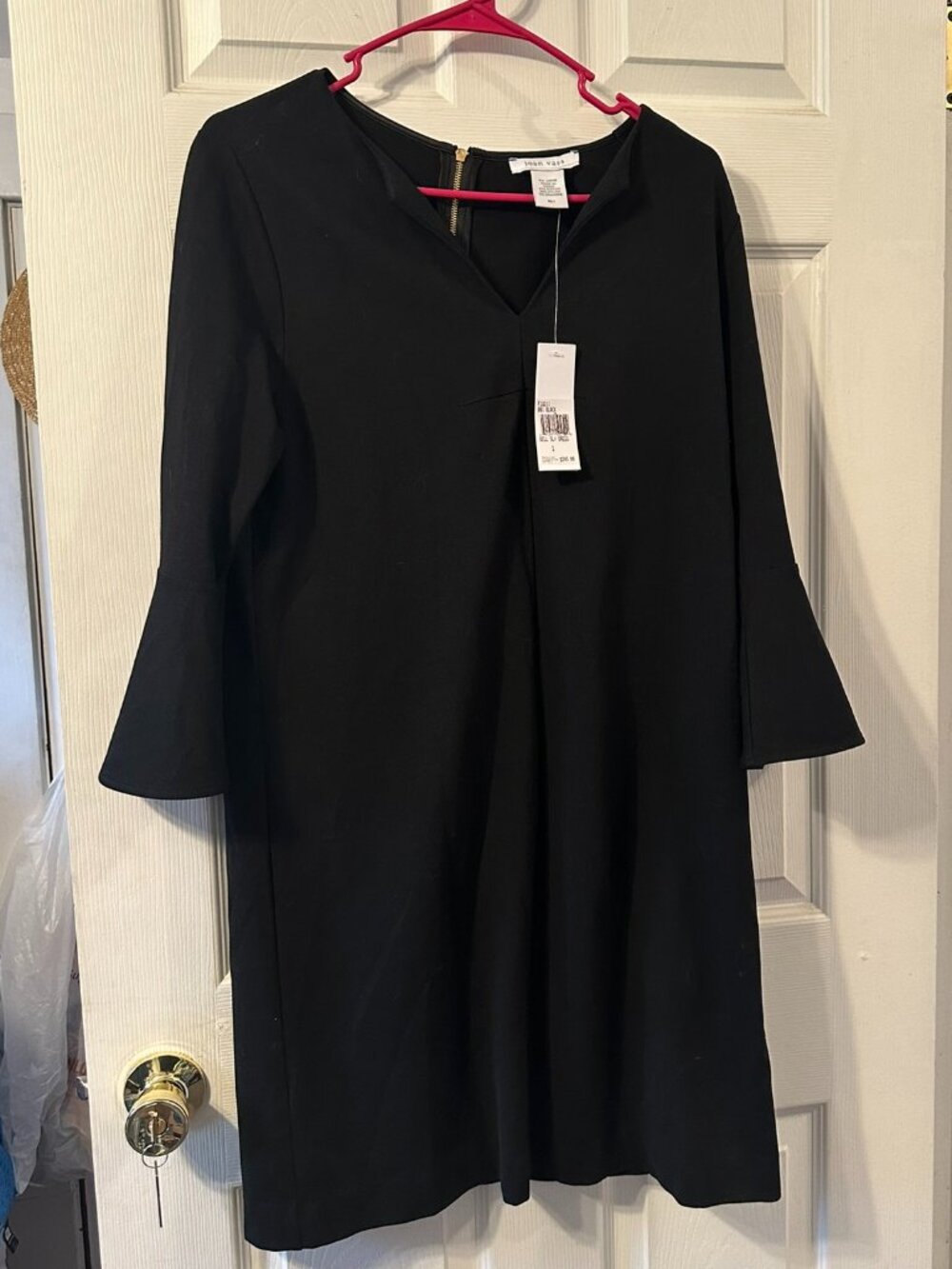 Vintage Joan Vass Black Midi Bell Sleeve dress.  Size M/1.  New with tags.